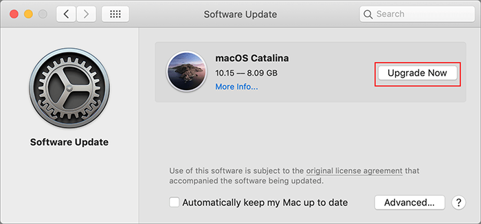 aktualizacja oprogramowania macos catalina