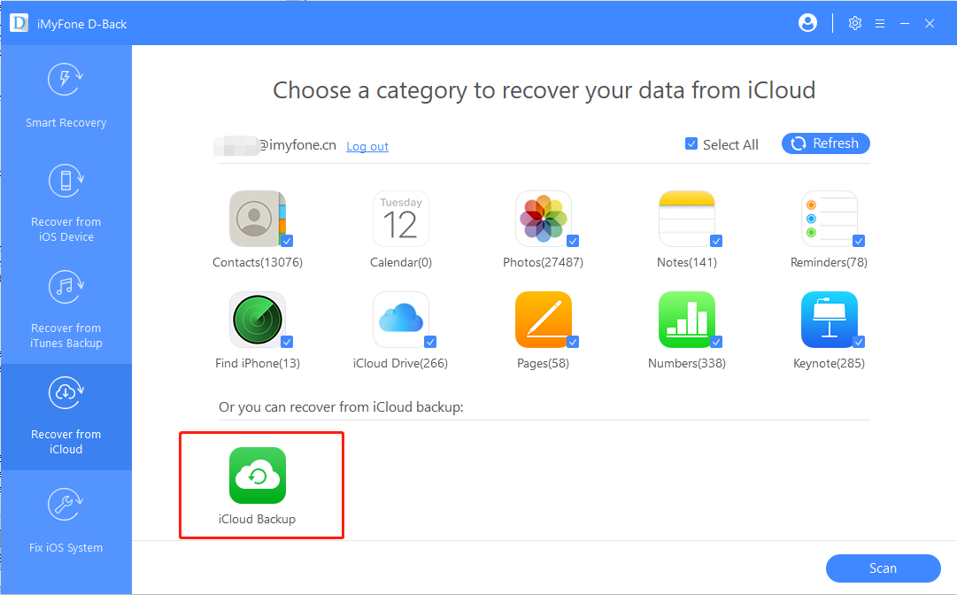Wybierz typ danych iCloud