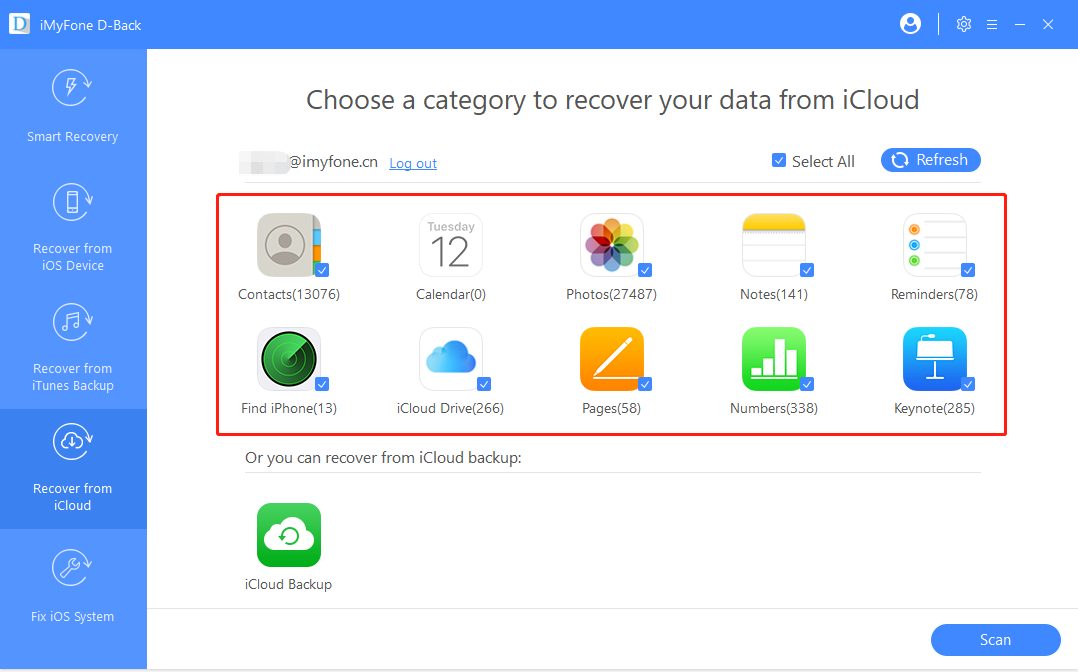 Wybierz jedną kopię zapasową icloud
