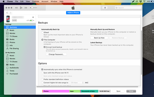 zrób kopię zapasową za pomocą iTunes