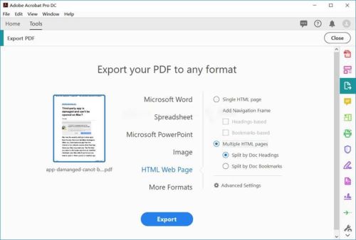 pdf html5 Adobe Acrobat Pro