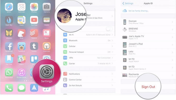 wyloguj się z icloud