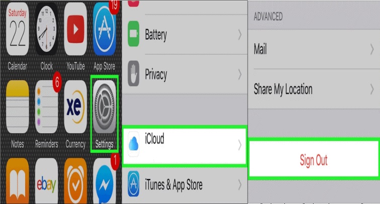 wyloguj się z icloud