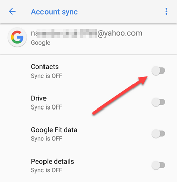 synchronizuj kontakty przez konto google