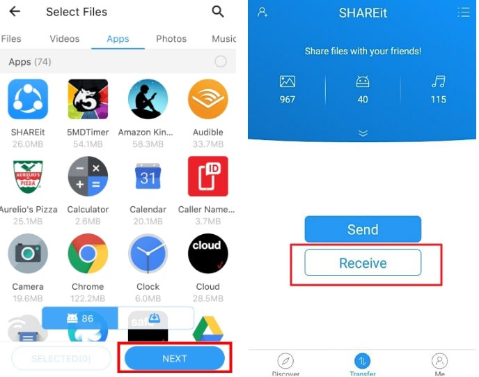 przesyłaj dźwięk przez SHAREit