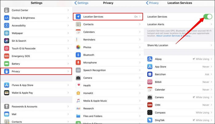 włącz usługi lokalizacyjne na iPhonie