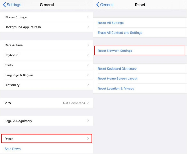 zresetuj ustawienia sieciowe na telefonie iPhone