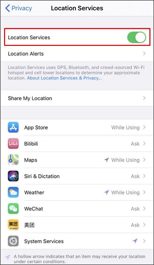 wyłącz usługi lokalizacyjne dla wszystkich aplikacji w iPhonie