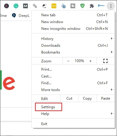 otwórz ustawienia w Chrome
