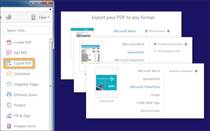 eksportuj PDF do Excela za pomocą Adobe Acrobat DC