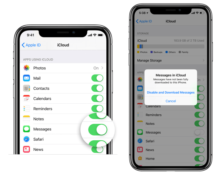 pobieraj wiadomości tekstowe z iCloud