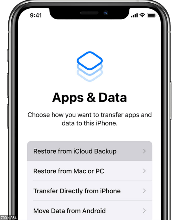 przywróć z kopii zapasowej iCloud