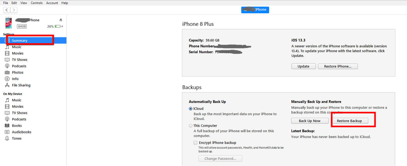 odzyskać zdjęcia z kopii zapasowej iTunes