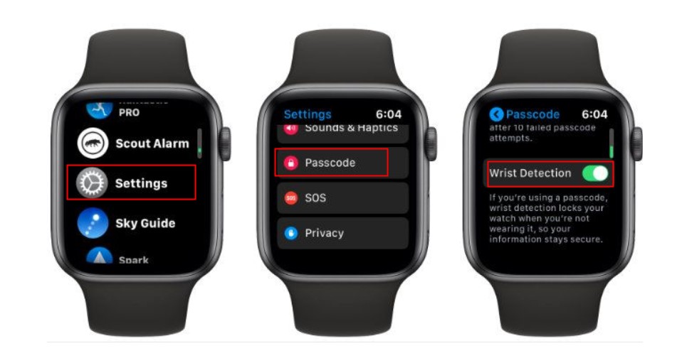 wykrywanie nadgarstka na Apple Watch