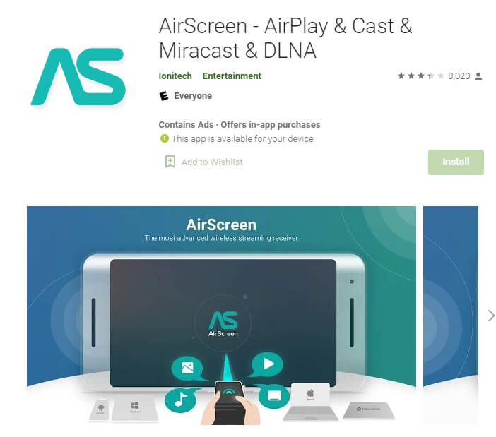 AirScreen — AirPlay i przesyłanie, Miracast i DLNA