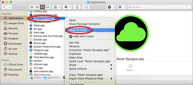 Razer synapse ręczne usuwanie aplikacji usuwania