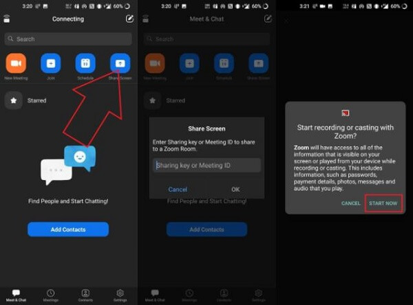 powiększ udostępnianie ekranu android