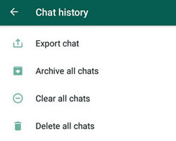 usuń wszystkie czaty WhatsApp