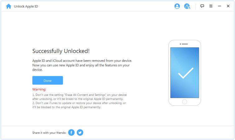 pomyślne odłączenie iPhone'ów od Apple ID