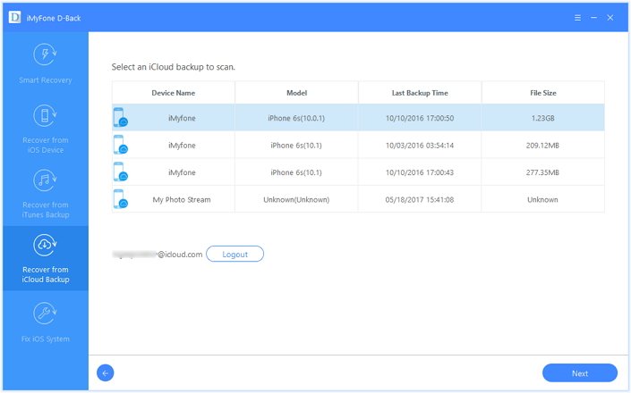 Wybierz iCloud Backup